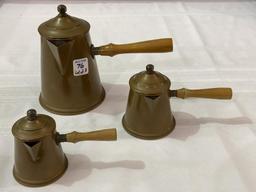 Lot of 3 Graduated Size Japan Copper Pour Pitchers