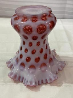 Beautiful Lg. Fenton Coin Dot Cranberry Ruffled