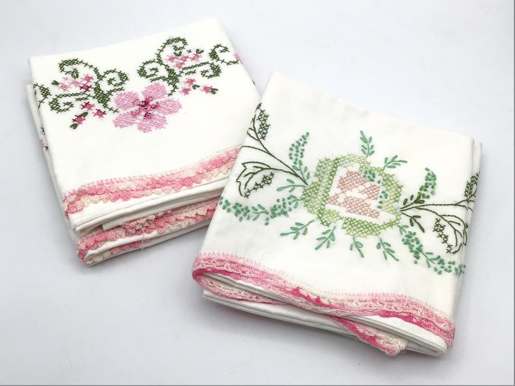 5 Sets of Various Embroidered Pillowcases