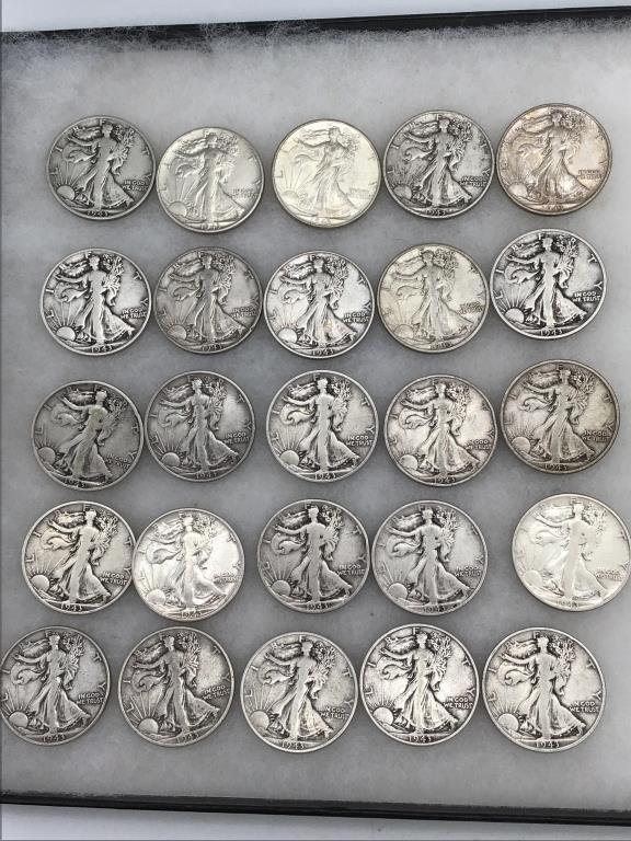 Collection of 47-Walking Liberty Half Dollars