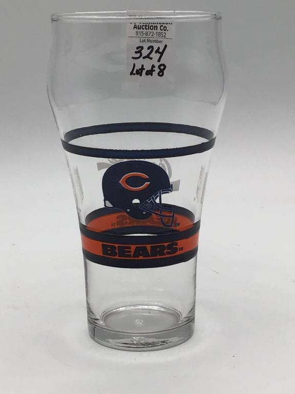 Lot of 8 NFL Chicago Bears Coca Cola Glasses