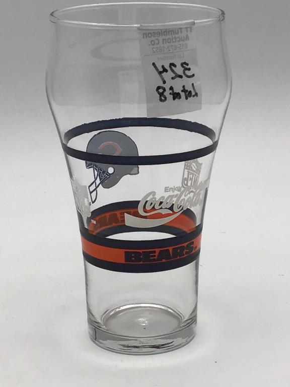 Lot of 8 NFL Chicago Bears Coca Cola Glasses