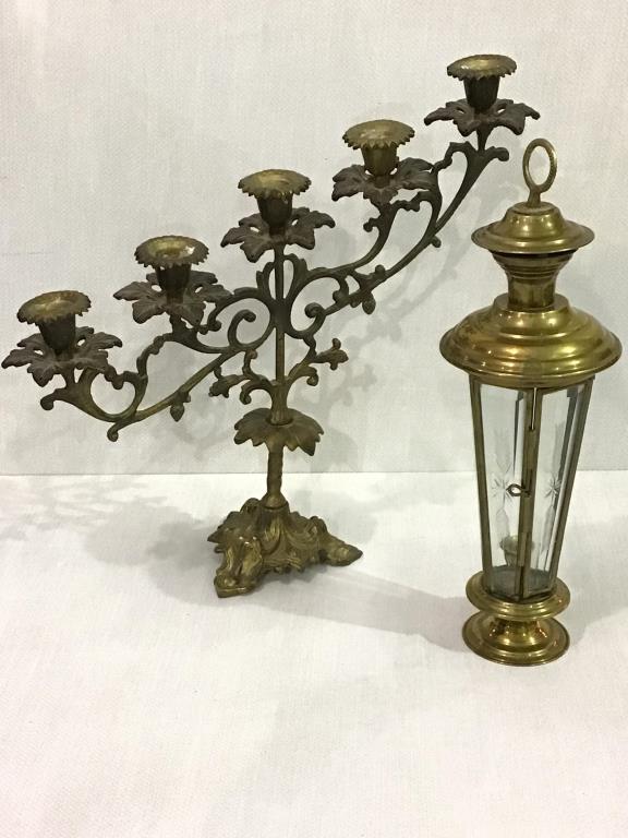 Lot of 5 Including 3-Decorative Brass Candle