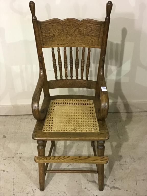 Antique Spindle Pressed Back Youth Chair
