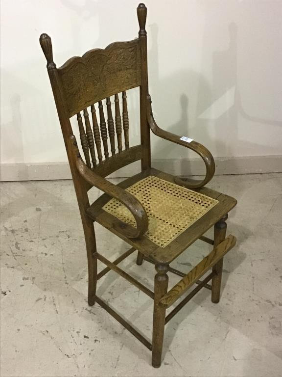 Antique Spindle Pressed Back Youth Chair