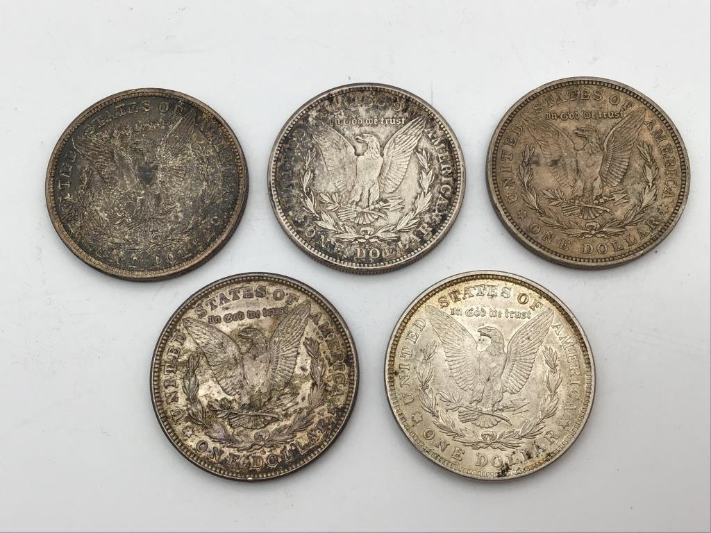 Collection of 5-1921 Morgan Silver Dollars