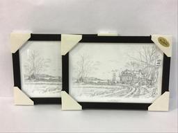 Lot of 2 Framed Terry Redlin Sketches-