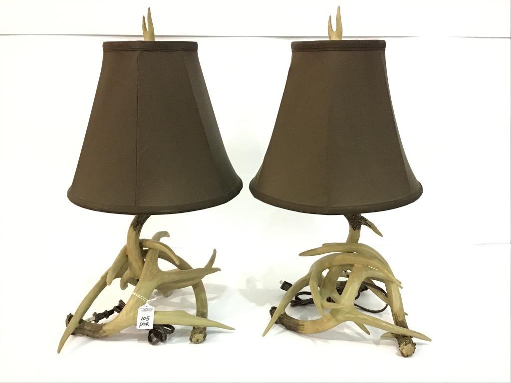 Pair of Antler Design Table Lamps w/ Shades