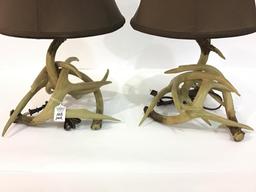 Pair of Antler Design Table Lamps w/ Shades