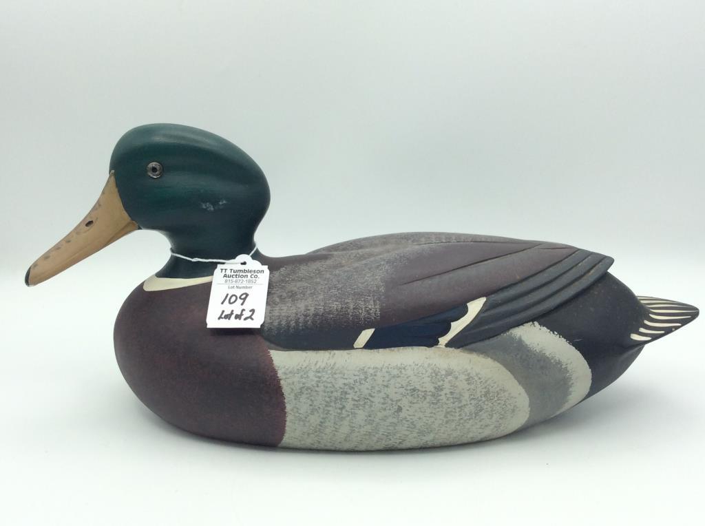 Lot of 2 Contemp. Delaware Mallard Decoys by