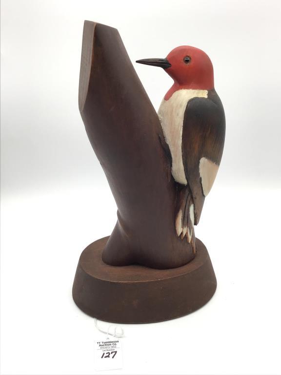 Carved Wood Pecker by W. Dehos Wisconsin-1974