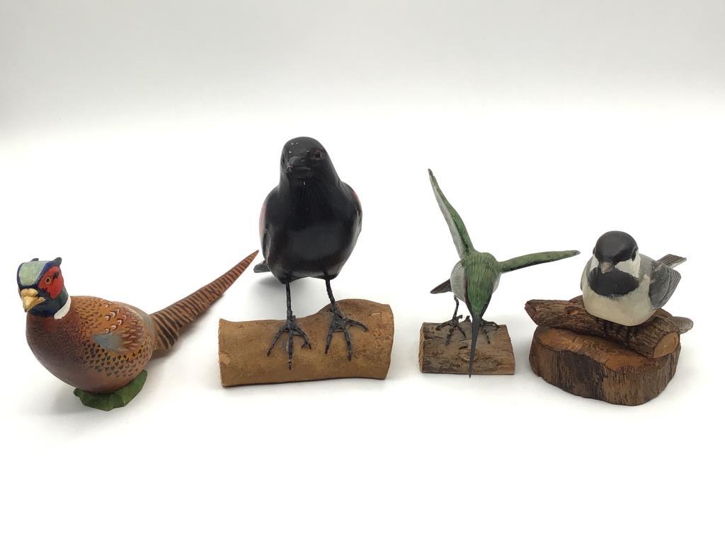 Lot of 7 Various Bird Carvings-Three Signed