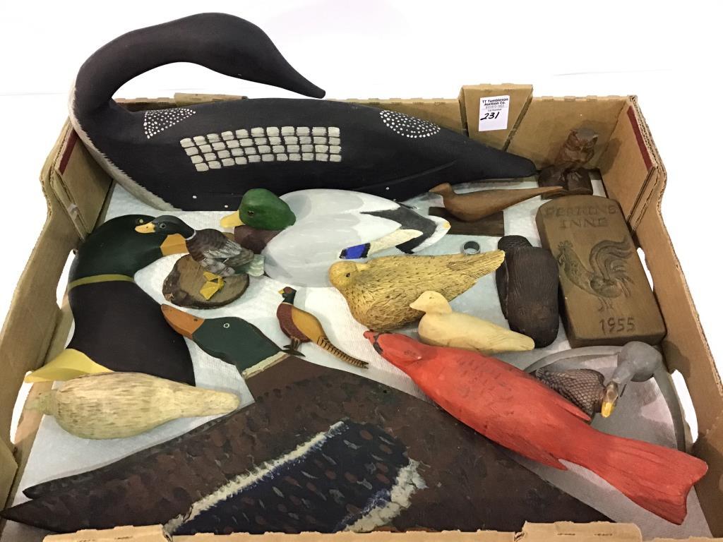 Group of Various Sm. Decoys, Birds, Plaques &