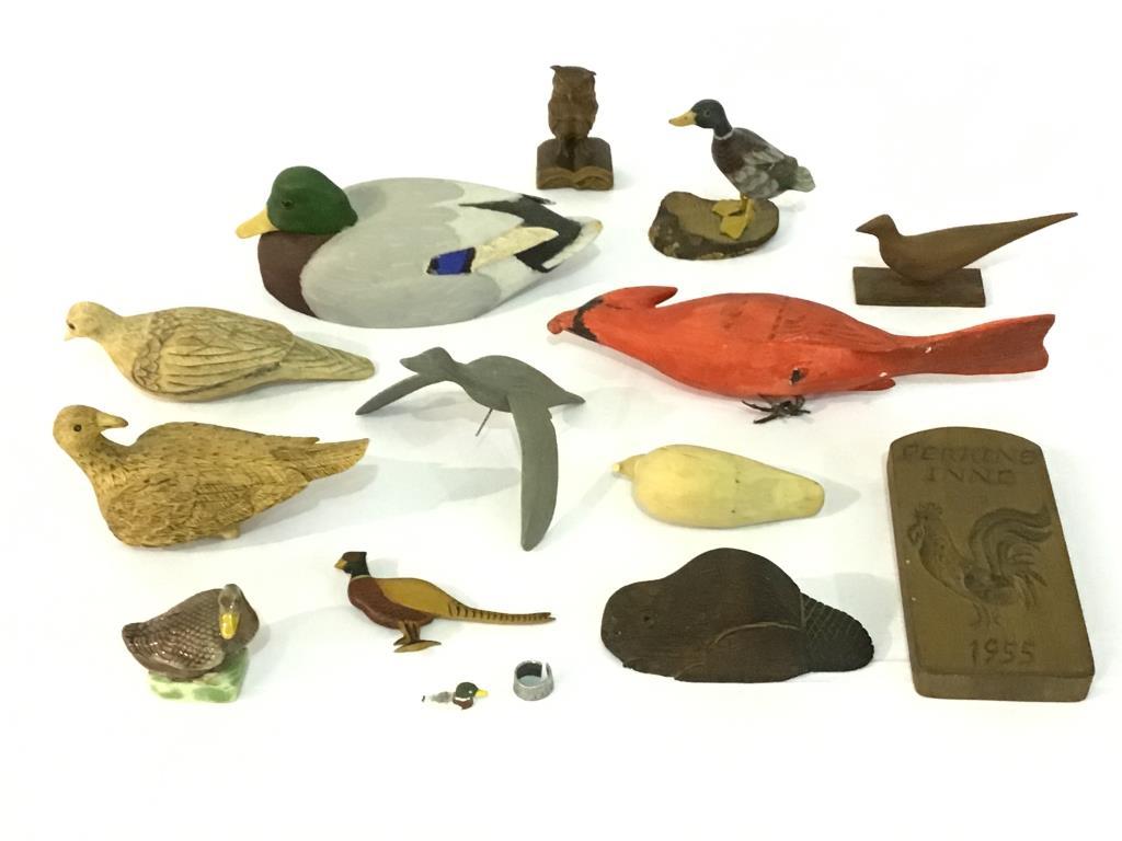 Group of Various Sm. Decoys, Birds, Plaques &