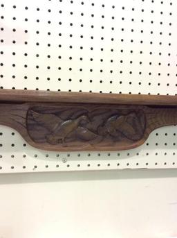 Wood Wall Hanging Gun Rack w/ Carved Duck Design