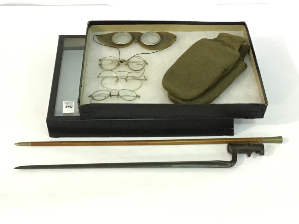 Group w/ WWI Military Gloves & Goggles, US