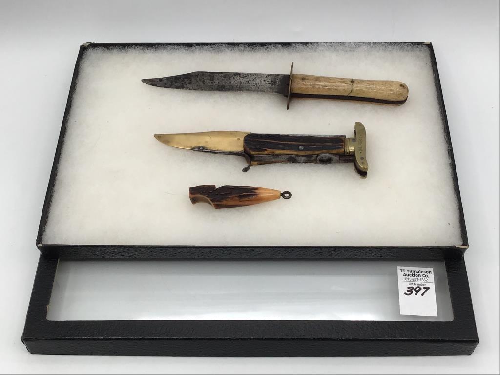 Group of 3 Including Unusual Bone Handle Knife