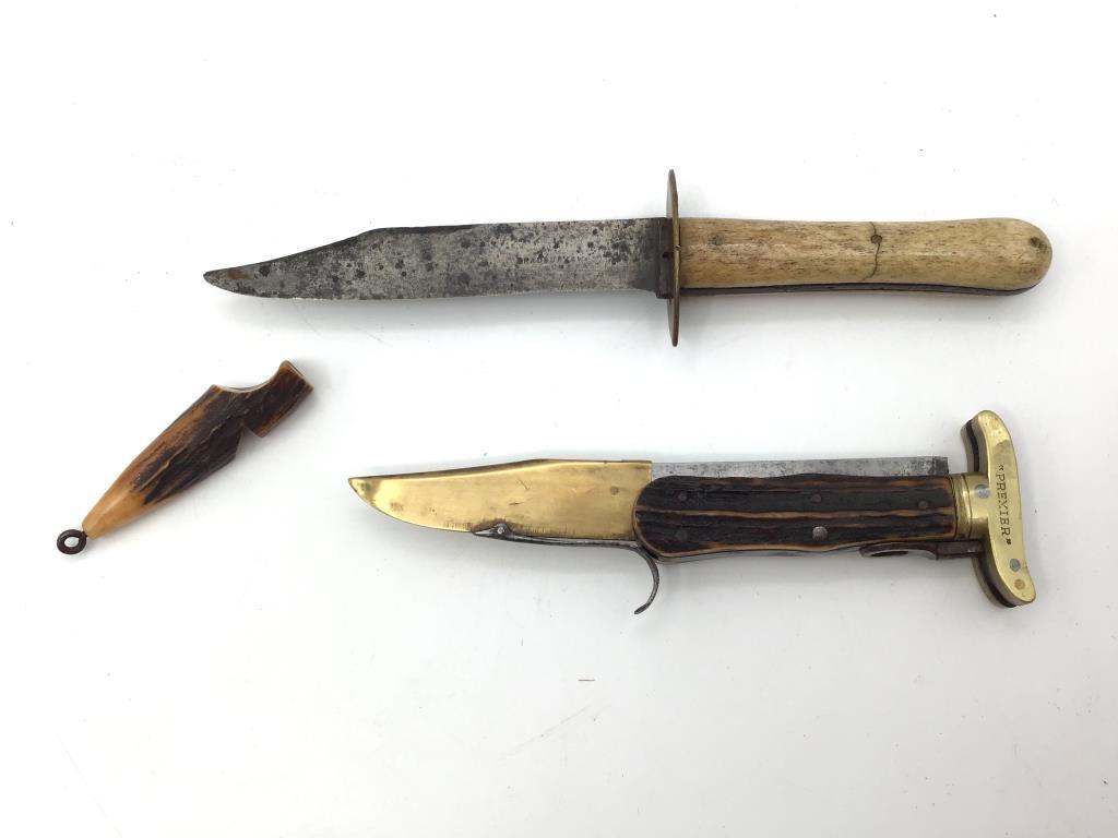 Group of 3 Including Unusual Bone Handle Knife