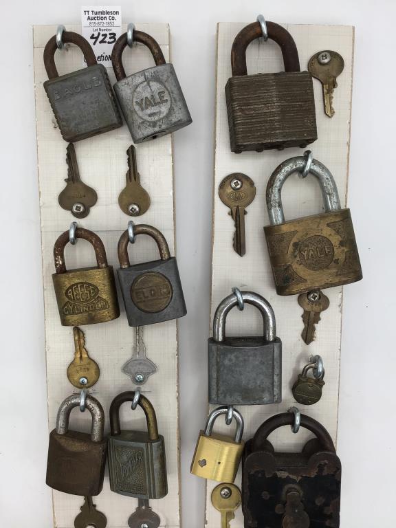 Collection of Approx. 17 Old Padlocks w/ Keys-