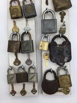Collection of Approx. 17 Old Padlocks w/ Keys-