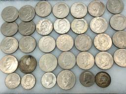 Collection of 34 Coins Including 29-Eisenhower
