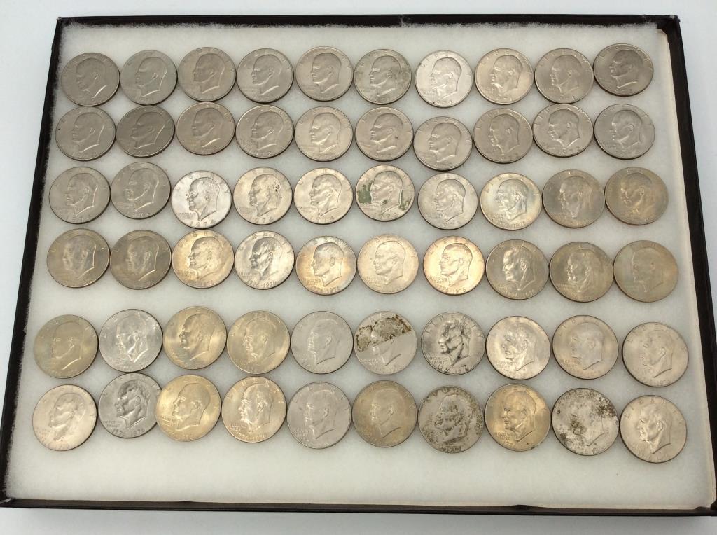 Collection of 60 Ike Dollars Including