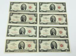 Collection of 22-Two Dollar Red Seal Bills