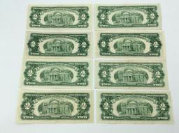 Collection of 22-Two Dollar Red Seal Bills