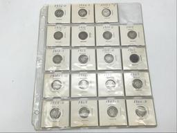 Lot of 38 Various Barber Dimes