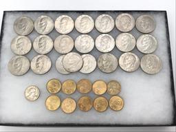 Collection of Coins Including 22-Eisenhower