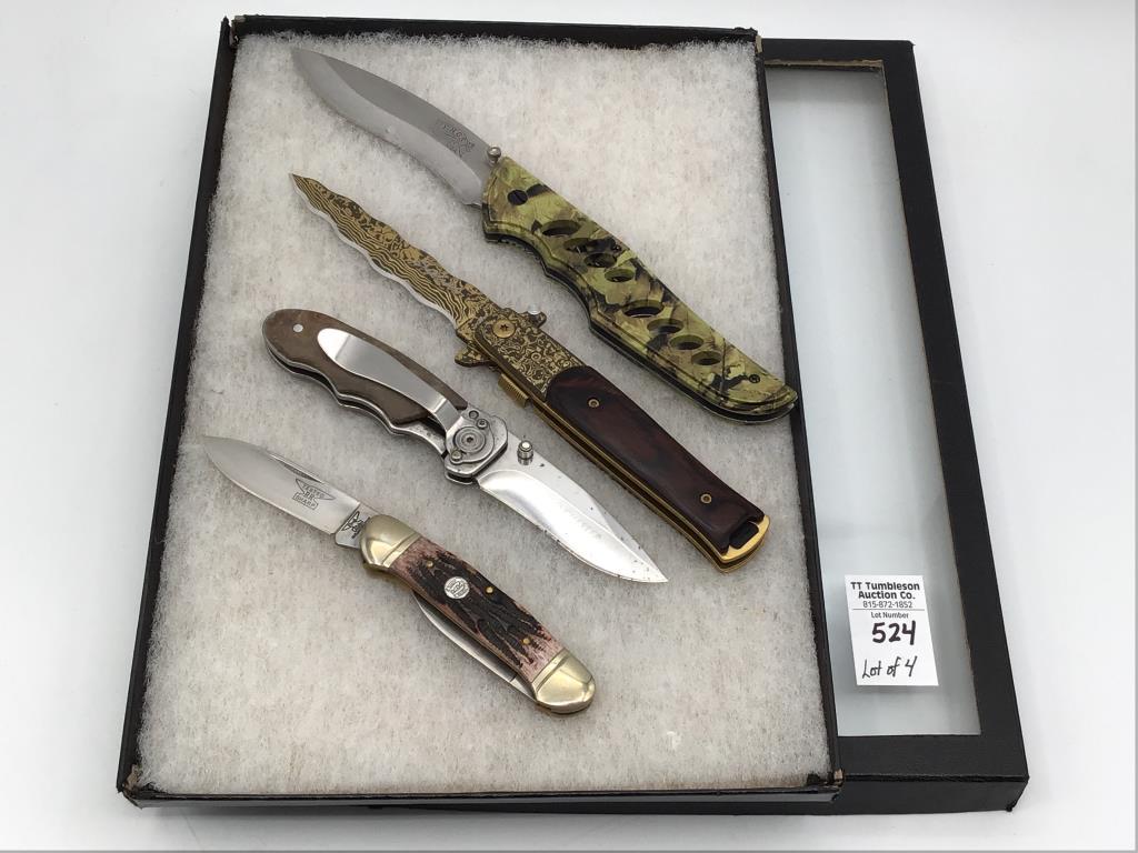 Lot of 4 Folding Knives Including