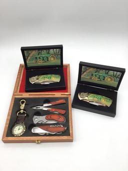 Lot of 6 Decorative Folding Knives in Presentation