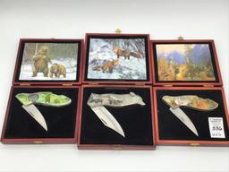 Lot of 6 Decorative Folding Knives in Presentation