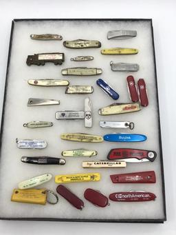 Lot of Approx. 33 Mostly Adv. Folding Knives