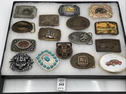 Collection of 16 Belt Buckles Including