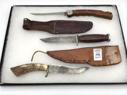 Lot of 3 Hunting/Filet Knives Including