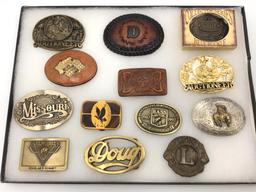 Collection of 13 Various Belt Buckles Including