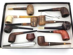 Lot of 15 Various Smoking Pipes w/ Wood