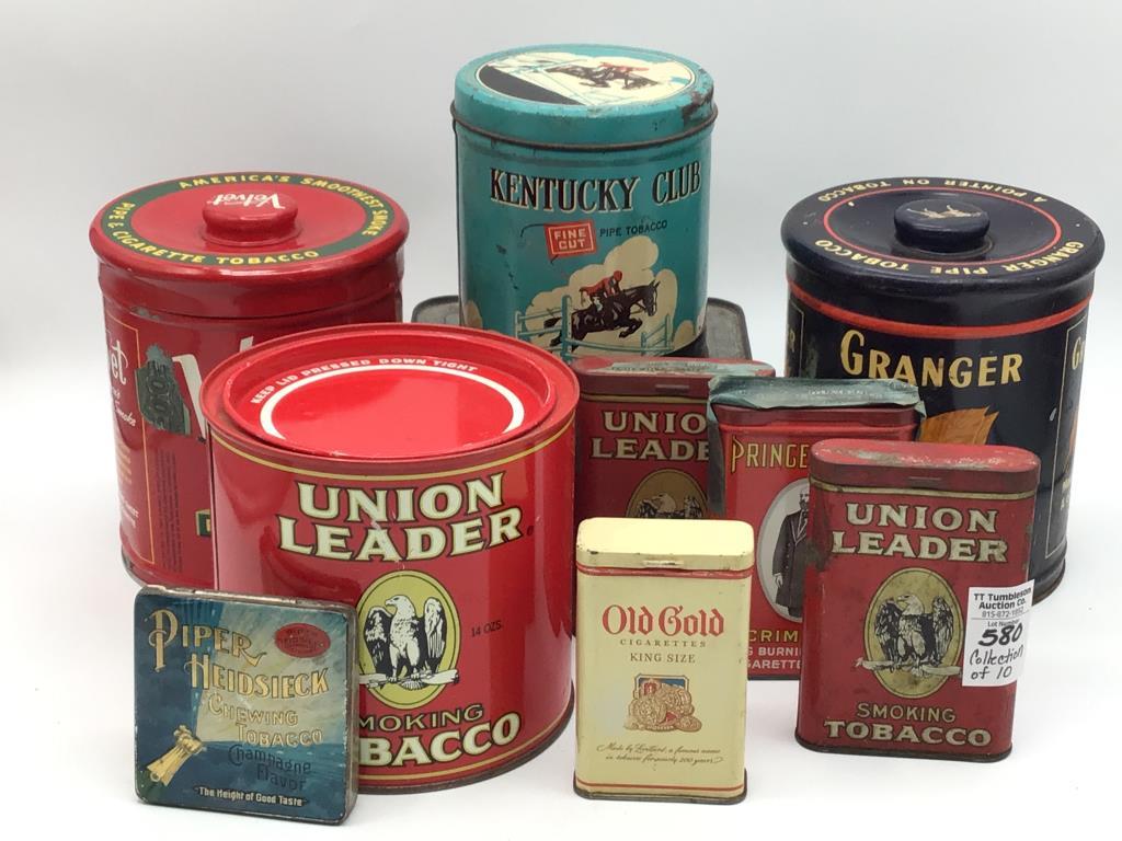 Collection of 10 Various Tobacco Tins