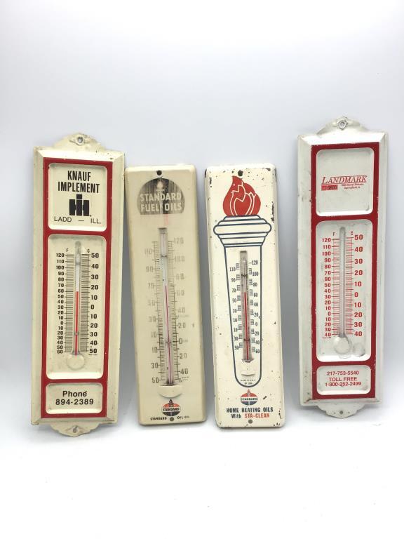 Lot of 9 Adv. Thermometers & Rain Gauges