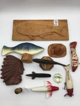 Group Including Fish Decoys, Lure,