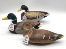 Lot of 3-1/3rd Size Decoys Including 2-Mallards