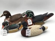 Lot of 4 Various Contemp. Decoys-Mostly Wood Ducks