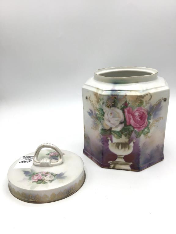 Floral Paint Biscuit Jar w/ Lid Bottom