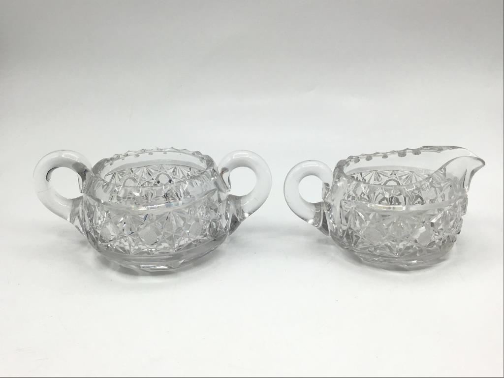 Lot of 6 Cut Glass Pieces Including Creamer,