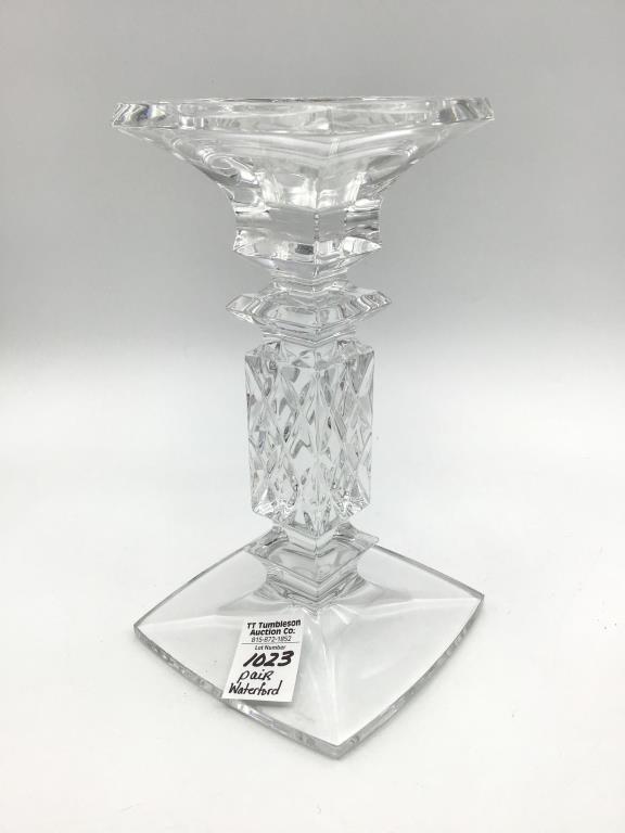 Pair of Lg. 8 Inch Tall Waterford Crystal Candle