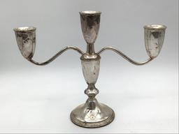 Pair of Sterling Silver Weighted Candleabras w/