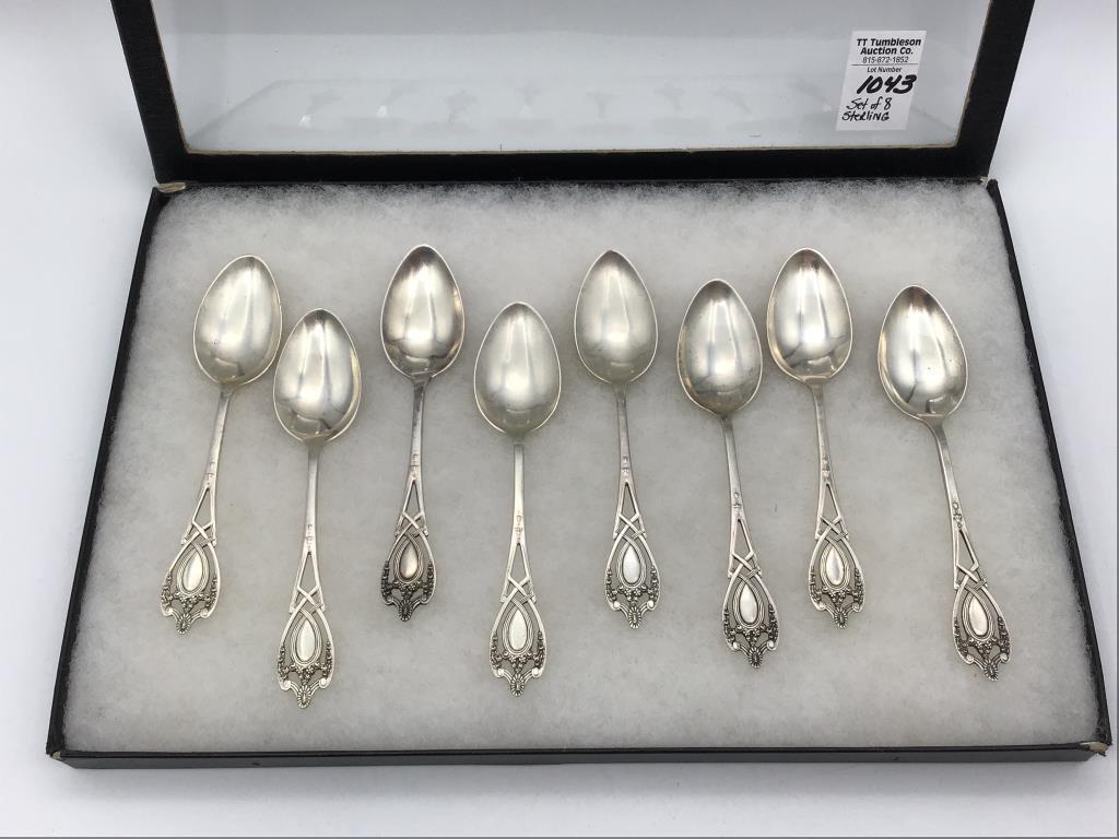 Set of 8 Matching Pattern Sterling Silver