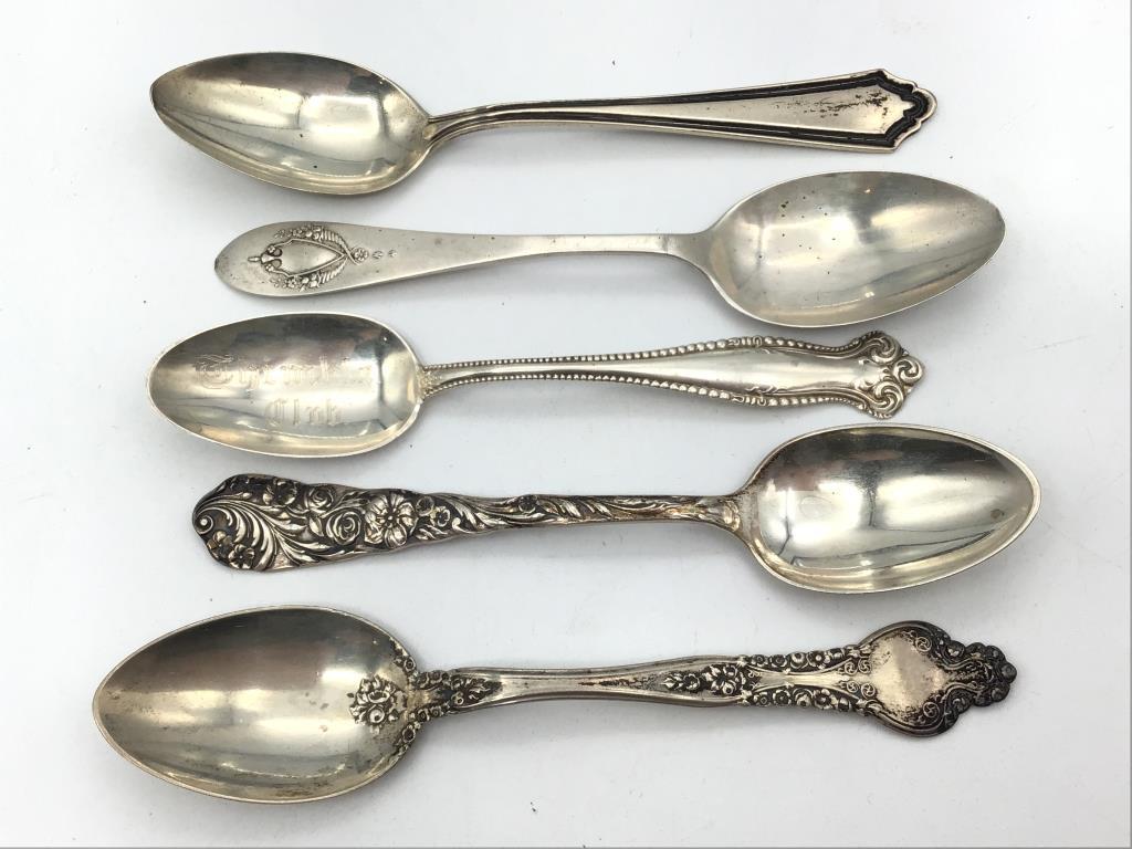 Lot of 10 Various Sterling Silver Teaspoons