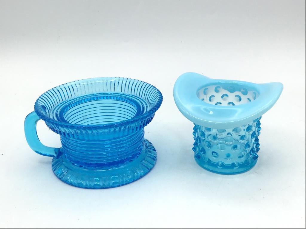 Lot of 7 Sm. Blue Glassware Pieces Including